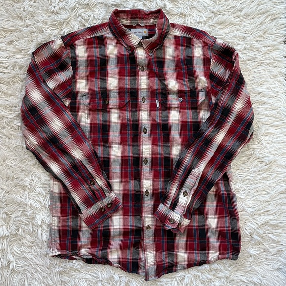 Carhartt Other - Carhartt Men’s Fort Plaid Long Sleeve Button Up Shirt Size Medium Red Black